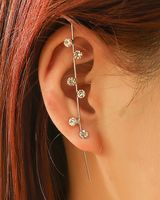 Embedded Diamond Simple Piercing Ear Needles Lightning Leaf Diagonal Stud Earrings sku image 11