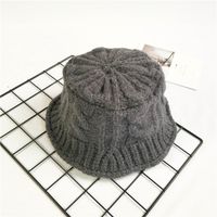 Korean Thick Warm Knitted Pure Color Woolen Hat sku image 4
