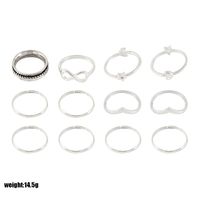 Bohemian Ethnic Style Ancient Silver 8-character Women's Ring Set main image 6