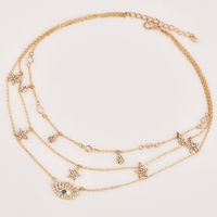 Fashion Women's Full Diamond Five-pointed Star Eye Pendant Multilayer Necklace main image 5