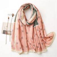 Letter Color Matching Spring And Autumn Seaside Shawl Scarf Dual-use main image 6