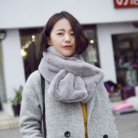 Korean  New Faux Fur Thickening Comfort And Warm Imitation Rabbit Fur Pure Color Scarf main image 5