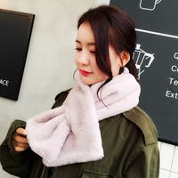 Korean  New Faux Fur Thickening Comfort And Warm Imitation Rabbit Fur Pure Color Scarf main image 4