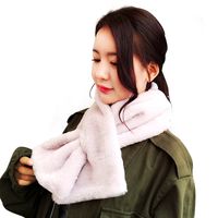 Korean  New Faux Fur Thickening Comfort And Warm Imitation Rabbit Fur Pure Color Scarf main image 3