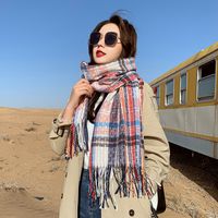 Colorful Small Square Bristle Autumn And Winter Long Polyester Warm Tassels Scarf main image 6