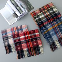 Colorful Small Square Bristle Autumn And Winter Long Polyester Warm Tassels Scarf main image 5