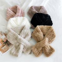 Pure Color Line Plush Korean Long Thickened Warm Double-sided Scarf main image 1