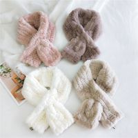Pure Color Line Plush Korean Long Thickened Warm Double-sided Scarf main image 3