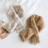 Pure Color Line Plush Korean Long Thickened Warm Double-sided Scarf main image 4