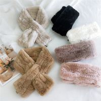 Pure Color Line Plush Korean Long Thickened Warm Double-sided Scarf main image 5