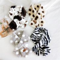 Korean New Wave Dot Plush Collar Warm Fashion Imitation Rex Rabbit Fur Cross Scarf main image 4