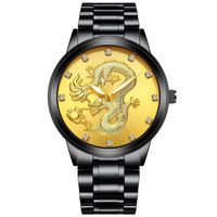 Reloj De Negocios Para Hombre Golden Dragon En Relieve Dorado sku image 2
