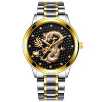Reloj De Negocios Para Hombre Golden Dragon En Relieve Dorado sku image 4