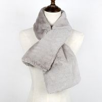 Korean  New Faux Fur Thickening Comfort And Warm Imitation Rabbit Fur Pure Color Scarf sku image 15