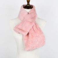 Korean  New Faux Fur Thickening Comfort And Warm Imitation Rabbit Fur Pure Color Scarf sku image 14