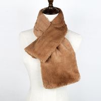 Korean  New Faux Fur Thickening Comfort And Warm Imitation Rabbit Fur Pure Color Scarf sku image 13