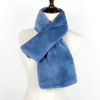 Korean  New Faux Fur Thickening Comfort And Warm Imitation Rabbit Fur Pure Color Scarf sku image 17