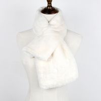 Korean  New Faux Fur Thickening Comfort And Warm Imitation Rabbit Fur Pure Color Scarf sku image 12