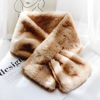 Korean  New Faux Fur Thickening Comfort And Warm Imitation Rabbit Fur Pure Color Scarf sku image 6