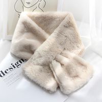 Korean  New Faux Fur Thickening Comfort And Warm Imitation Rabbit Fur Pure Color Scarf sku image 5