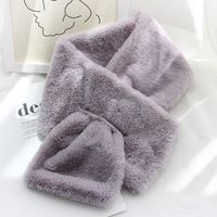 Korean  New Faux Fur Thickening Comfort And Warm Imitation Rabbit Fur Pure Color Scarf sku image 1