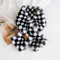 Korean New Wave Dot Plush Collar Warm Fashion Imitation Rex Rabbit Fur Cross Scarf sku image 1