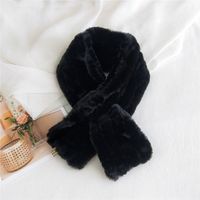Pure Color Line Plush Korean Long Thickened Warm Double-sided Scarf sku image 1