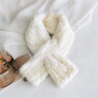 Pure Color Line Plush Korean Long Thickened Warm Double-sided Scarf sku image 4