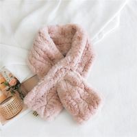 Pure Color Line Plush Korean Long Thickened Warm Double-sided Scarf sku image 6