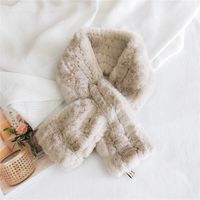 Pure Color Line Plush Korean Long Thickened Warm Double-sided Scarf sku image 3
