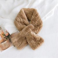 Pure Color Line Plush Korean Long Thickened Warm Double-sided Scarf sku image 2