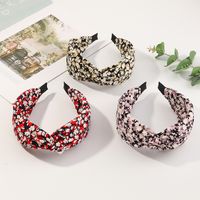 Korean New Floral Cross Fabric Simple Wide-sided Knotted Non-slip Headband main image 6