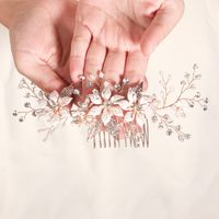 Korean Wedding  Bridal  Flower Pearl Insert  Handmade Crystal  Plate Hair Comb main image 4