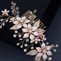 Korean Wedding  Bridal  Flower Pearl Insert  Handmade Crystal  Plate Hair Comb main image 5