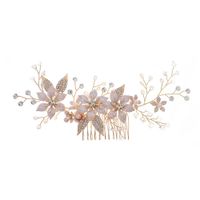 Korean Wedding  Bridal  Flower Pearl Insert  Handmade Crystal  Plate Hair Comb main image 6