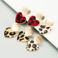 Hot Sale Leopard-print Alloy Heart-shaped Alloy Frosted Earrings main image 1