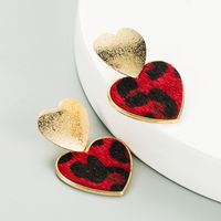 Hot Sale Leopard-print Alloy Heart-shaped Alloy Frosted Earrings main image 4
