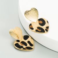 Hot Sale Leopard-print Alloy Heart-shaped Alloy Frosted Earrings main image 5