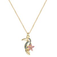 New Trendy Colorful Bird  Copper Inlaid Zircon Simple Necklace main image 6
