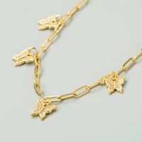 Collar De Circonitas Con Incrustaciones De Oro De 18 Quilates Chapado En Cobre Y Mariposa Simple main image 4