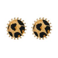 Simple Round Alloy Leopard Print Flocking Earrings main image 6