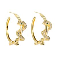 Fashion Creative Snake-shaped Gold-plated Micro-inlaid Zircon Earrings sku image 1