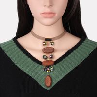 Handmade Jewelry Log Crystal Choker Wooden Velvet Necklace main image 1