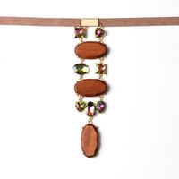 Handmade Jewelry Log Crystal Choker Wooden Velvet Necklace main image 4