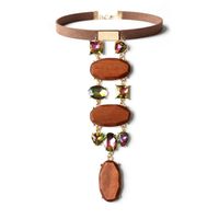 Collier De Velours En Bois Rond De Cristal De Bijoux Fait Main main image 6