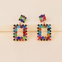 Women's Fashion Geometric Alloy Earrings With Colorful Rhinestone main image 1