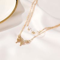 New Pearl Double-layer Simple Butterfly Pendant Long Necklace main image 3