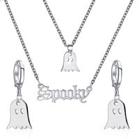 New  Double-layer Letter Little Ghost  Funny Little Elf Earring Necklace Set main image 1