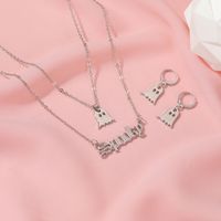 New  Double-layer Letter Little Ghost  Funny Little Elf Earring Necklace Set main image 3