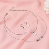 New  Double-layer Letter Little Ghost  Funny Little Elf Earring Necklace Set main image 4